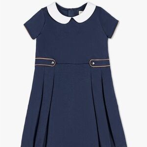 Elegant Navy Kids Dress with White Collar